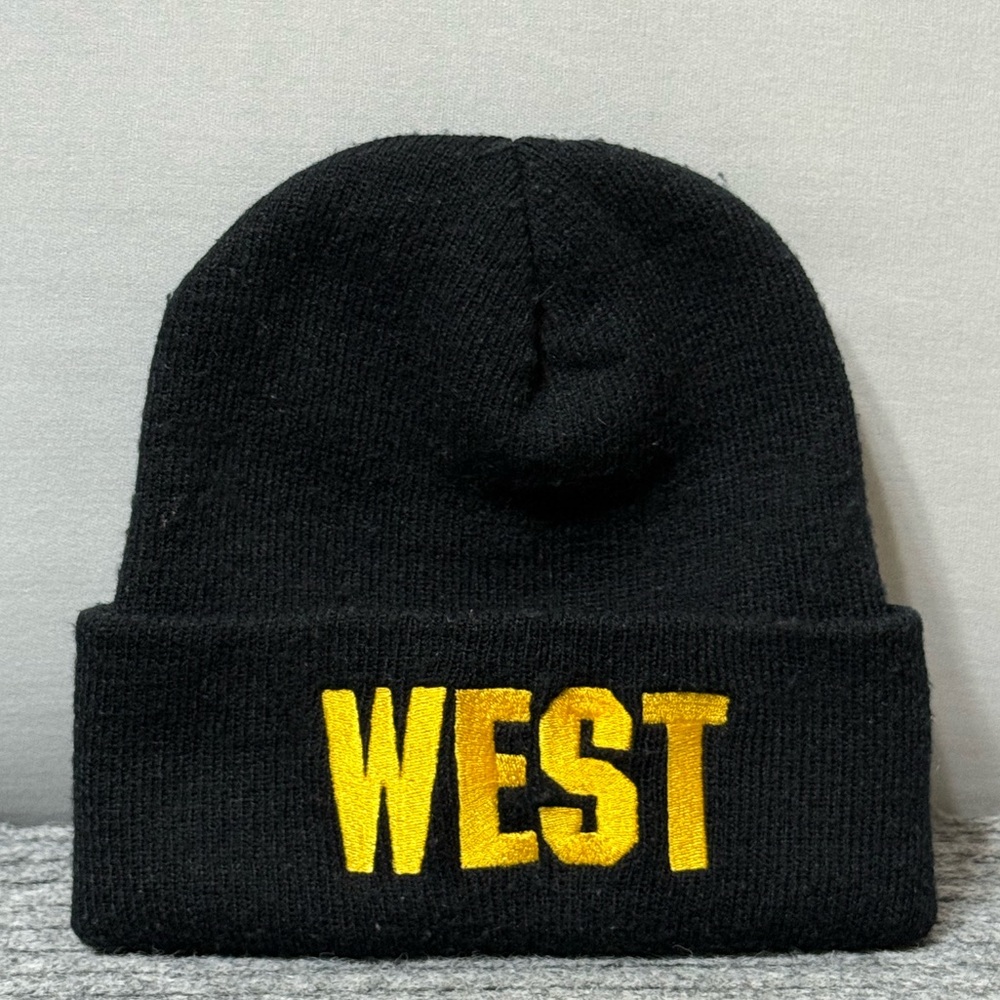 adidas Black Beanie with Yellow West Stitched Front